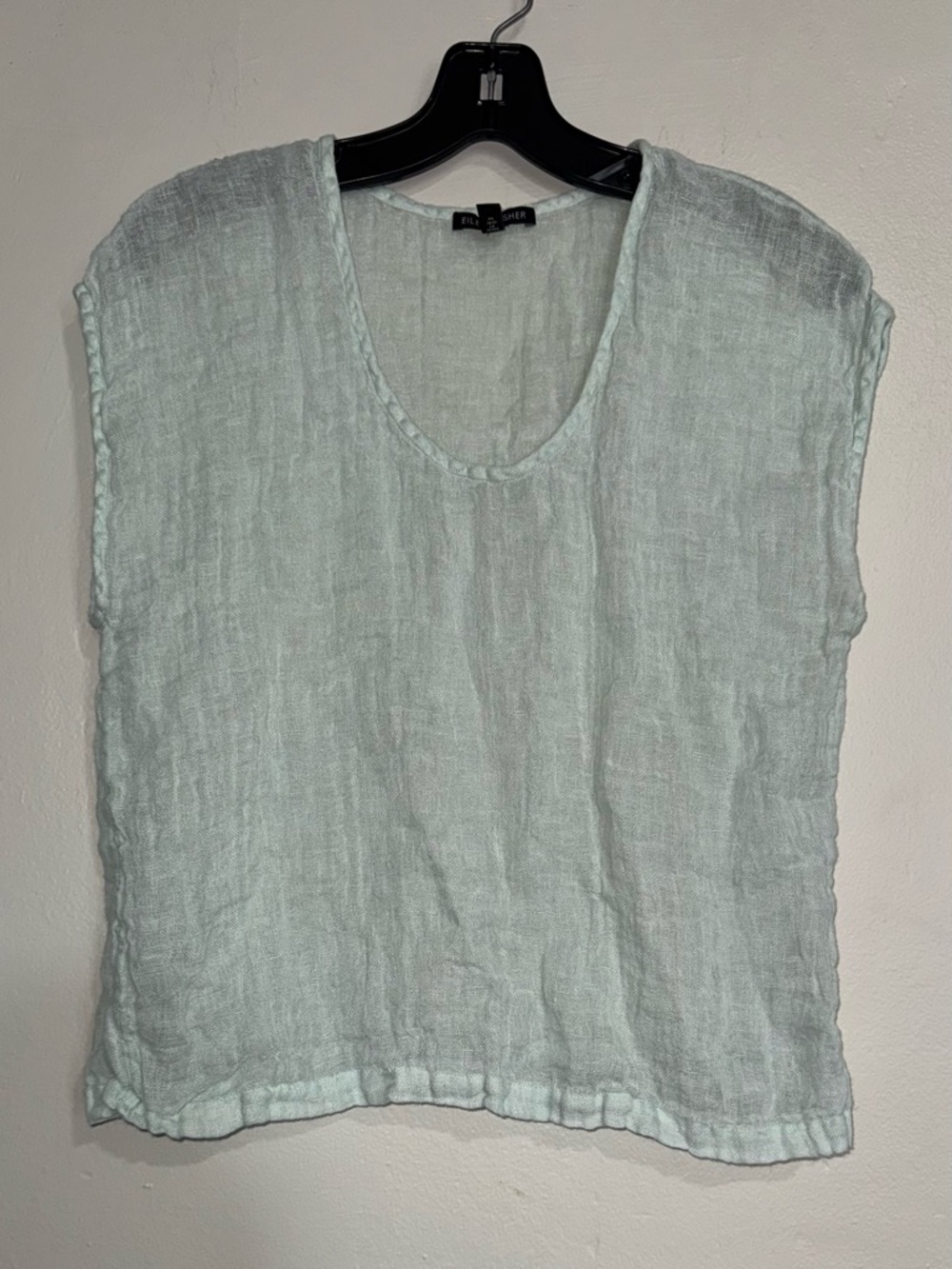 Eileen Fisher Mint Green Organic Linen Scoop Neck Tank